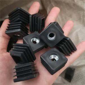 검은색 플라스틱 블랭킹 엔드 캡 25x25mm 정사각형 캡 파이프 튜브 인서트(M6 M8 M10 금속 스레드 포함)