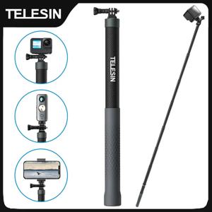 TELESIN 1.2M 3M 탄소 섬유 셀카 스틱 모노포드 GoPro Insta360 Osmo 액션 DJI 액션 카메라용 1/4 나사로 확장 가능