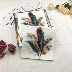 10/20pcs/pac 다채로운 인쇄 냅킨 깃털 모델 조직 드로잉 종이 레스토랑 파티 수집 얼굴 조직 입 천