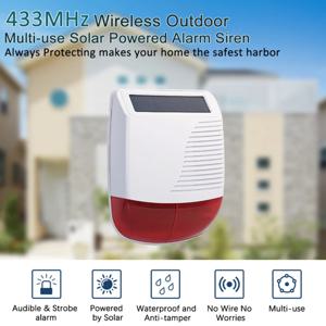 433MHz 무선 야외 태양 사이렌 홈 보안 방수 라이트 플래시 스트로브 알람 사이렌 쉬운 설치 긴 배터리 수명