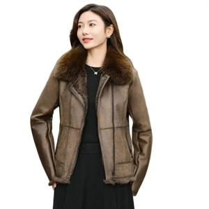 여성용 여우 헤어 칼라 토끼털 모피 코트, 진짜 가죽 및 모피 통합 오토바이, 짧은 스타일, 2023 겨울 신상 인기