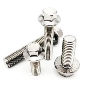 2/5/10pcs 플랜지 헤드 볼트 톱니 모양의 와셔 캡 나사가있는 육각형 육각 머리 M5 M6 M8 M10 M12 A2-70 304 스테인레스 스틸 GB578