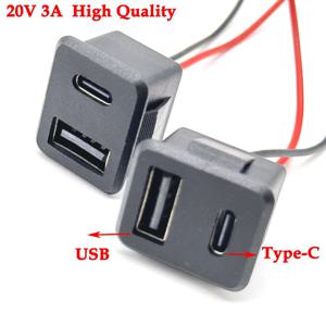 1/3PCS 20V 3A 더블 레이어 USB 여성 기본 유형-c 소켓 여성 USB 램프 충전 소켓 전원 소켓 케이블 3A 커넥터