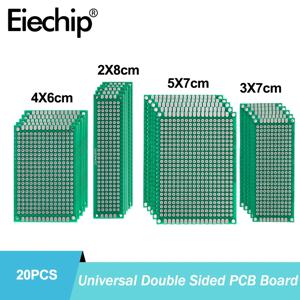 20 Pcs 프로토 타입 보드 2X8 3X7 4X6 5X7 양면 PCB 보드 구멍 피치 2.54mm Diy 전자 키트 용 회로 Perfboard