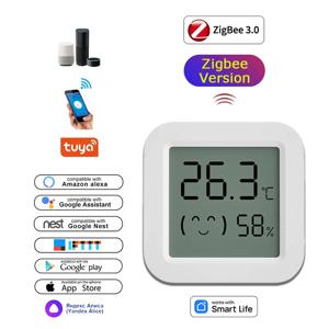 스마트 홈 LCD 화면 용 Tuya Zigbee 온도 습도 센서는 Alexa Google 홈 앱과 함께 작동합니다. Smart Life Tuya Smart Yandex