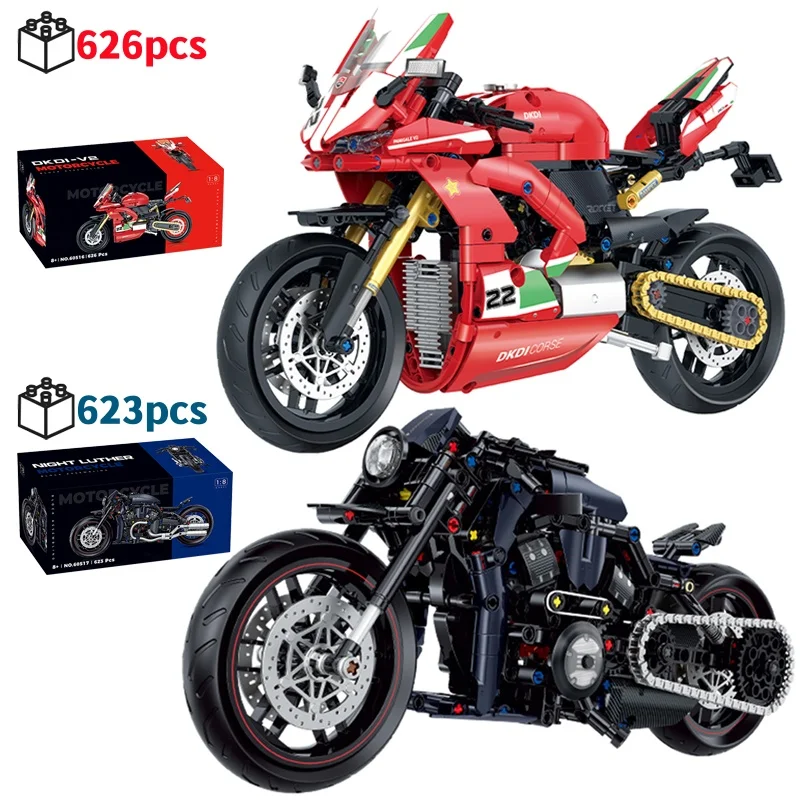 기술 오토바이 빌딩 블록, 할리 오토바이, ducatiied 기관차, 로드 레이서 브릭 조립 모델, 차량 장난감, 아이 선물