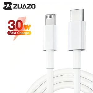 ZIJAZO 30W USB-C to Lightning 고속 충전 케이블 Type-C to Lightning 데이터 케이블 (iPhone 14, 13, 12, 11, X, XR, XS, Pro Max, 8, 7 Plus, iPad용)