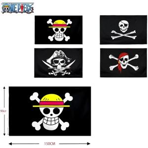 90x150cm 원피스 해적 해골 깃발 홈 침실 벽 장식 배너 그림 Luffy 밀짚 모자 해적 깃발 어린이를위한 장난감 선물