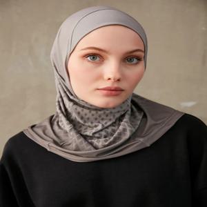 여성용 스포티 이너 히잡, 기하학적 인쇄 패턴, 즉석 터번, 헤드 랩, 머리띠, 헤더 모델