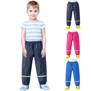 어린이 비옷 비 바지 방수 만화 어린이 어린이 비 Dungarees 진흙 바지 소녀 소년을위한 방수 통기성