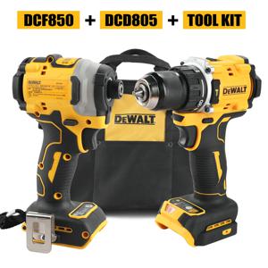 DeWalt 리튬 브러시리스 모터 스크루드라이버 전기 스크루드라이버 전기 핸드 드릴 임팩트 드릴 조합 키트 DCF805 DCD850