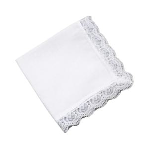 D0UB 경량 흰색 손수건 코튼 레이스 트림 Hankie 빨 수있는 가슴 수건 포켓 손수건 성인 웨딩 파티