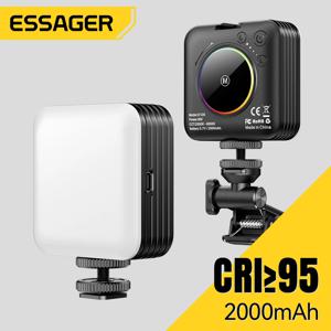 Essager 포켓 RGB 필 라이트 LED 셀카 RGB 비디오 라이트 필 라이트 2000mAh Type-C 카메라 미니 풀 컬러 콜드 슈 포켓 라이트