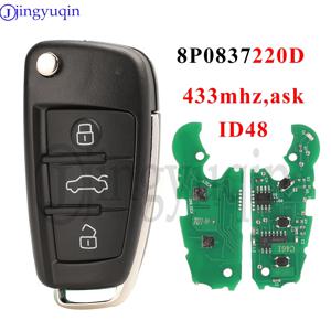징유친 8P 0837220 D 433Mhz ASK ID48 칩 원격 자동차 키 아우디 A1 A3 TT S1 S3 Q3 2005 + 8P0 837 220 D 플립 Fob 제어