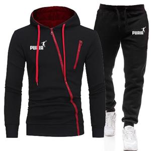 뜨거운 판매 남성 Tracksuit 인쇄 야외 대각선 지퍼 운동복 + 바지 2 Pcs 세트 캐주얼 코트 정장 스포츠 조깅 남성 의류