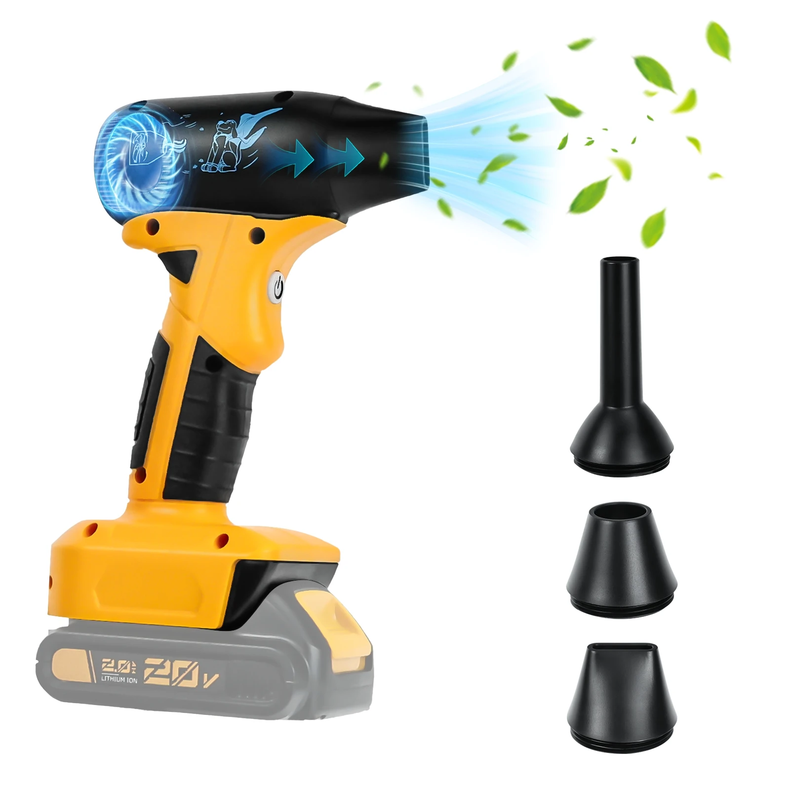 Dewalt 20V 배터리 용 브러시리스 제트 송풍기 130000RPM 4 속도 제어 휴대용 폭력 터보 팬 전기 공기 살포기 (배터리 없음)