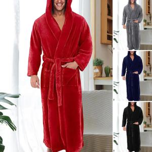 5XL 플란넬 남성 목욕가운 긴팔 플러시 목욕 가운 숄 후드 겨울 따뜻한 홈 라운지 나이트가운 홈웨어 가운 잠옷
