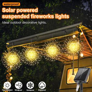 새로운 태양 전원 불꽃 놀이 문자열 조명 4/5Pcs 야외 방수 교수형 빛 8 조명 모드 마당 정원 파티 장식