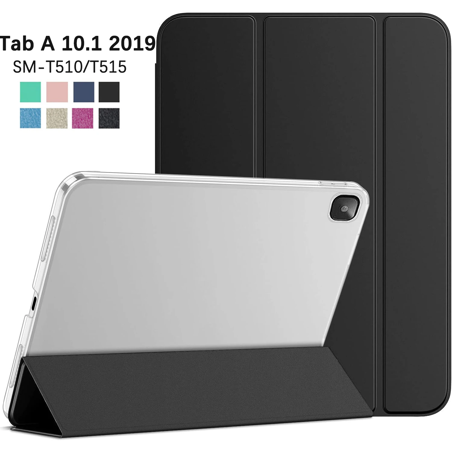 삼성 갤럭시 탭 A 10.1'' 2019 플립 삼중 스탠드 커버 SM-T510 SM-T515 PU 가죽 시작 케이스 보호 쉘