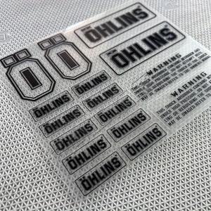 Ohlins 서스펜션 쇼커 댐퍼 오토바이 데칼 - 향상된 성능을 위한 경고 라벨이 있는 투명 접착 스티커
