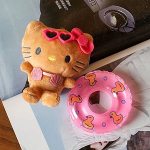 미니소 카와이이 산리오 헬로키티 수영 튜브 인형 장난감 만화 캐릭터 키티 고양이 하와이안 스타일 백팩 장식 소녀 선물
