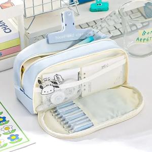 더블 레이어 필통 간단한 대용량 필통 고가치 한국 필통 초등학생 문구 가방