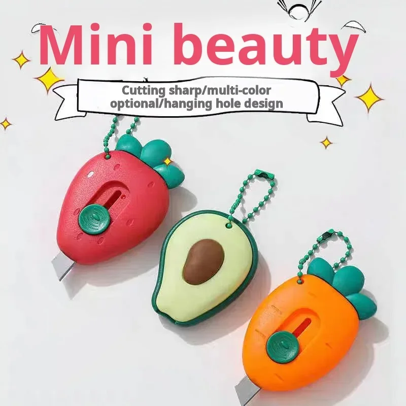 1PCS/3PCS 귀여운 휴대용 미니 칼 아보카도 딸기 과일 아트 유틸리티 나이프 익스프레스 박스 나이프 종이 커터 공예 포장 도구