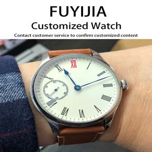 FUYIJIA 맞춤형 44mm 수동 기계식 시계 ST3600 기계식 무브먼트 에나멜 로마 숫자 사파이어 시계 거울 손목시계