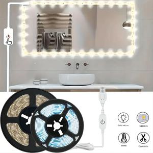 5V 2835 LED 스트립 라이트 터치 센서 스위치 디밍 가능 USB 플렉시블 LED 테이프 리본 라이트 거울 캐비닛 계단 장식 조명용