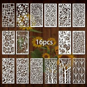 16pcs 기하학적 그림 스텐실 가구 벽 바닥 유리 Windows 실내 옥외 장식에 대 한 재사용 가능한 플라스틱 템플릿