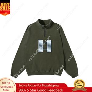 미 육군 계급 중위 복고풍 스웨트셔츠 남녀 청소년 빈티지 풀오버 하프 지퍼 스웨트 맞춤 제작 탑스 긴팔 티셔츠