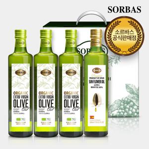 유기농올리브유 500ml 3병 해바라기유 500ml 1병 오일선물세트