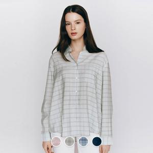 345512 여 루즈핏 쉬어 체크 셔츠