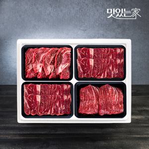 [힘찬한우] 구이12호 선물세트 1.6kg 등심,갈비살,제비추리,사태 각 400g씩 / 1++등급