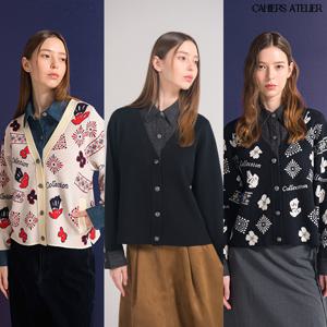 25FW 까이에 아뜰리에 콤비 데님 블록 가디건 1종