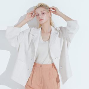 [최초가49000]루즈핏 프린지 트위드 린넨 자켓_아이보리