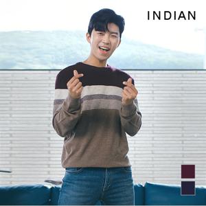 [INDIAN] 한기장패턴 라운드 니트_MIUBRWF9161