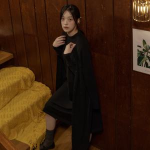 엔니튜드 [최초가 159,000원] 니트 블랜딩 롱코트 블랙