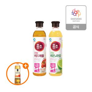 저당홍초 900ml 2종(레드애플,레몬라임) 3개 골라담기+(증)사과식초500ml