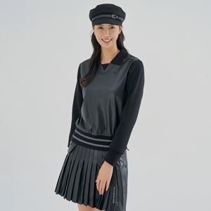 [테일러메이드] 여성 가죽 패치 카라 맨투맨 티셔츠 TWTYM7146-199