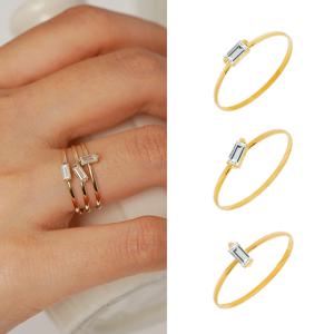 14K 앤1부 랩다이아몬드 바게트컷 반지