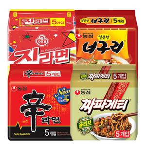 봉지라면 혼합 20봉(신라면5봉+짜파게티5봉+진라면매운맛5봉+너구리5봉)