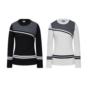 골프 여성 FW 사선 배색 패턴 니트 HWFQ502W676