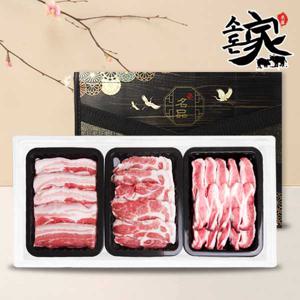 한돈 문경 쑥돈 구이모듬 선물세트 5호 (삼겹살+목살+가브리살 각 400g) 총 1.2kg
