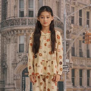 [롯데백화점]여아동 G008 뉴욕베이글 긴소매 파자마 세트 OR25FGGAG008