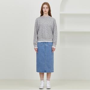 아웃포켓 미디 데님 스커트_T252MSK139W