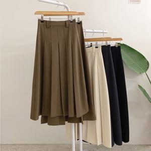 [브리치] 허니제이 / 톰드 플리츠 주름 뒷밴딩 롱 스커트(4color)