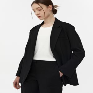 닥스 여성 DLJA4B307BK [클리어런스][린넨]블랙 솔리드 린넨혼방 세미오버핏 테일러드 자켓