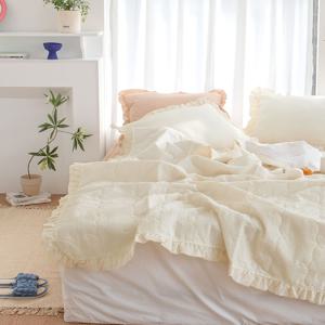 [무케] 그래이불_나폴나폴 프렌치 프릴 여름이불 (7 colors) Q이불+Q패드+베개커버2p 시어서커 순면