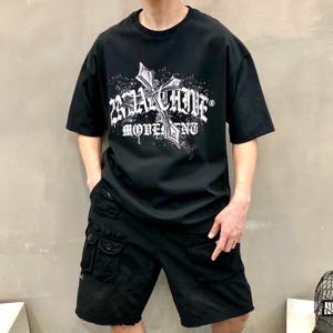 [브리치]  / 박스 전판 크랙 고딕 크로스 레터링 남자 여름 반팔티